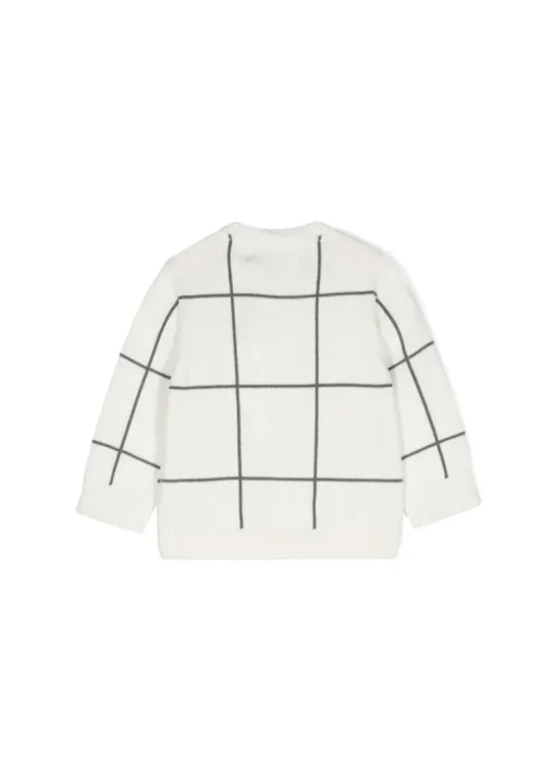 Calvin Klein Kids Maglione Girocollo Avorio a Righe per Neonati