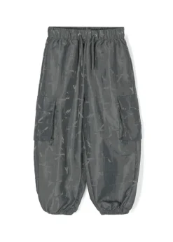 Calvin Klein Kids Pantaloni Grigi Antracite con Stampa Monogram per Bambini