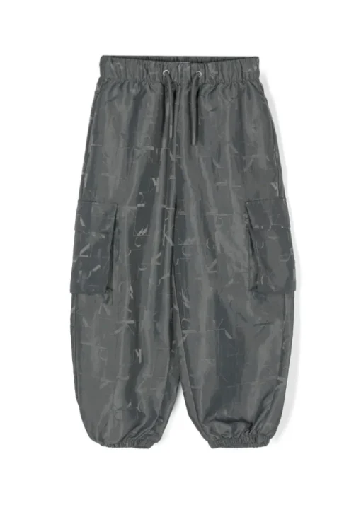 Calvin Klein Kids Pantaloni Grigi Antracite con Stampa Monogram per Bambini