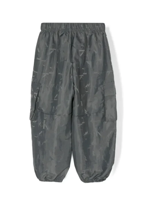 Calvin Klein Kids Pantaloni Grigi Antracite con Stampa Monogram per Bambini