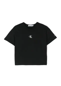 Calvin Klein Kids T-shirt Nera con Micro Logo per Bambini