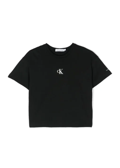 Calvin Klein Kids T-shirt Nera con Micro Logo per Bambini