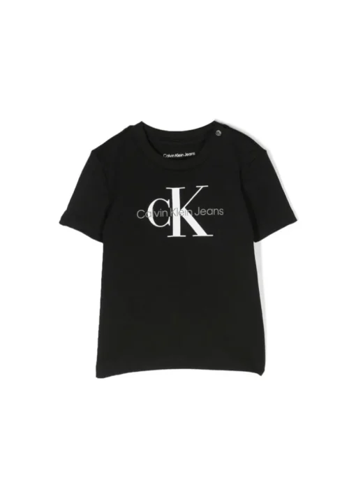 Calvin Klein Kids T-shirt Nera con Stampa Logo per Neonati