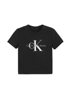 Calvin Klein Kids T-Shirt Nera con Stampa per Neonati