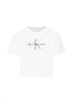 Calvin Klein Kids T-shirt Crop Bianca per Bambine