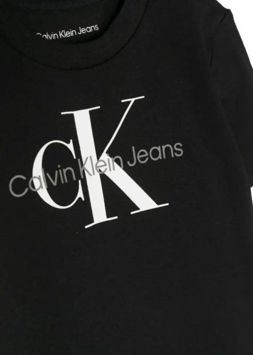 Calvin Klein Kids T-shirt Nera con Stampa Logo per Neonati