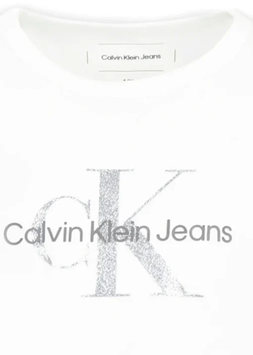 Calvin Klein Kids T-shirt Crop Bianca per Bambine