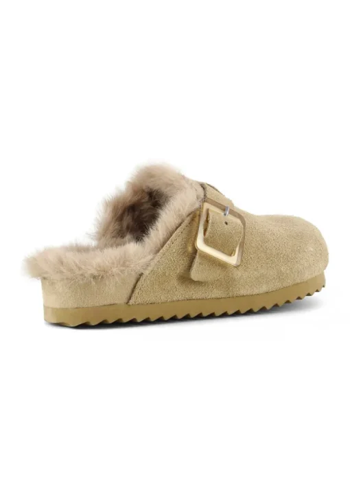 Colors Of California Sabot in Camoscio Beige con Fodera in Pelo