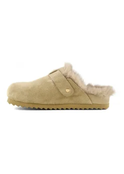 Colors Of California Sabot in Camoscio Beige con Fodera in Pelo