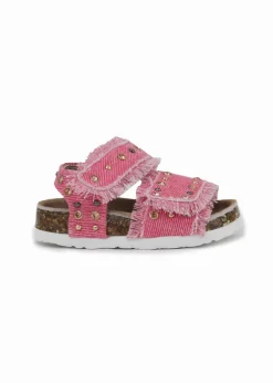 Colors of California Sandalo Denim Fucsia con Strass per Neonate