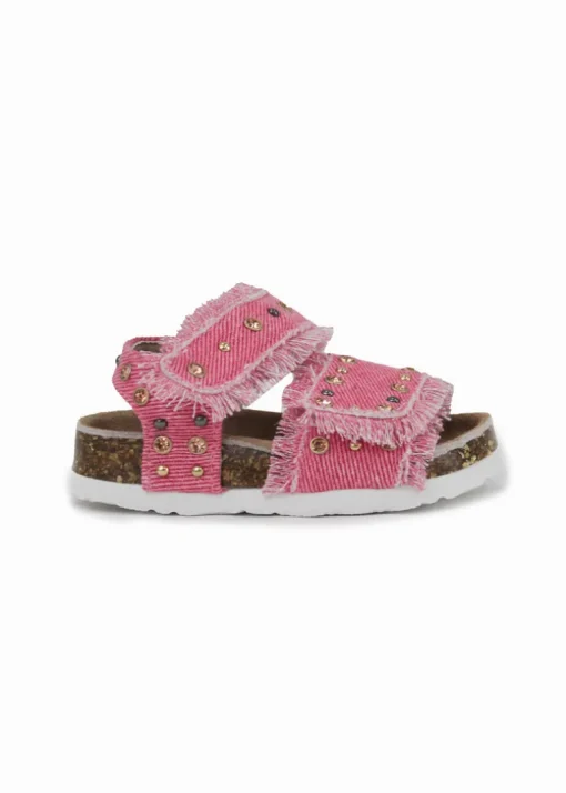Colors of California Sandalo Denim Fucsia con Strass per Neonate