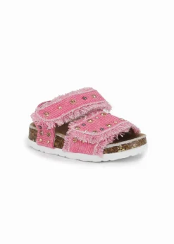 Colors of California Sandalo Denim Fucsia con Strass per Neonate