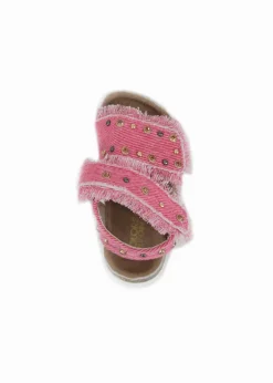 Colors of California Sandalo Denim Fucsia con Strass per Neonate