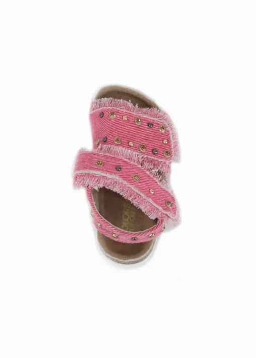 Colors of California Sandalo Denim Fucsia con Strass per Neonate