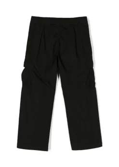 C.P. Company Kids Pantalone Nero con Applicazione Logo per Bambini