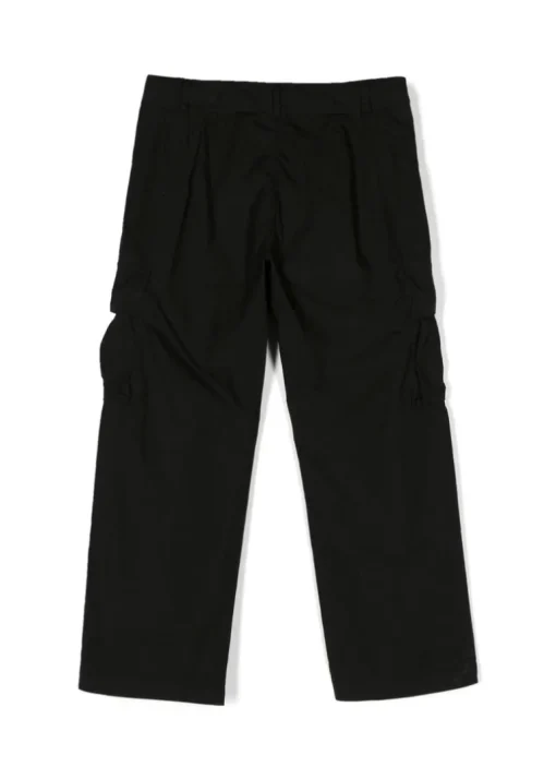 C.P. Company Kids Pantalone Nero con Applicazione Logo per Bambini