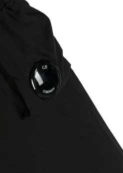 C.P. Company Kids Pantalone Nero con Applicazione Logo per Bambini