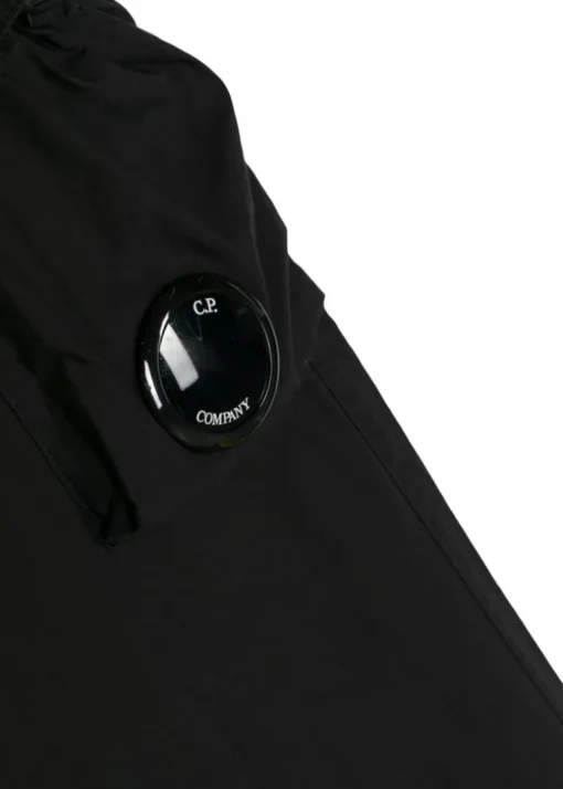 C.P. Company Kids Pantalone Nero con Applicazione Logo per Bambini