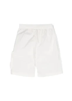 C.P. Company Kids Short Cargo Bianco con Applicazione Logo per Bambini