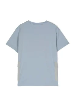 C.P. Company Kids T-shirt Blu Acciaio con Applicazione Tasche per Bambini