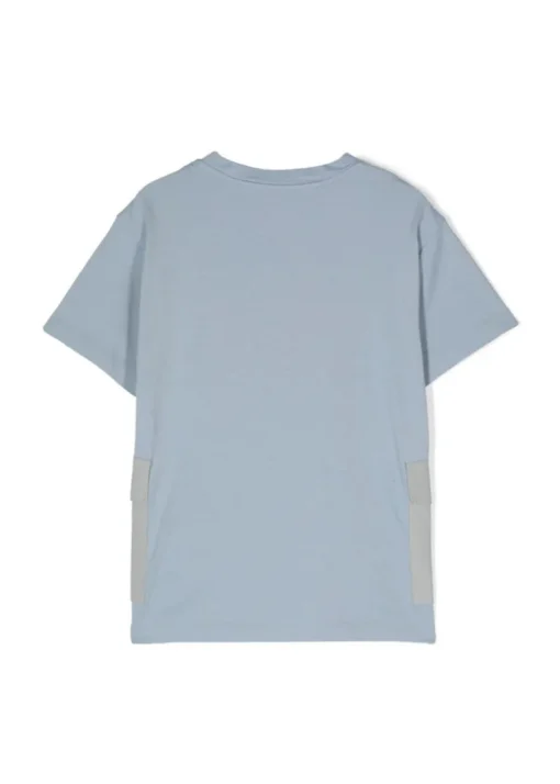 C.P. Company Kids T-shirt Blu Acciaio con Applicazione Tasche per Bambini