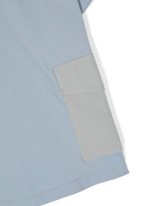 C.P. Company Kids T-shirt Blu Acciaio con Applicazione Tasche per Bambini
