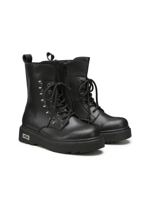 Cult Stivale Nero in Pelle con Borchie per Bambine