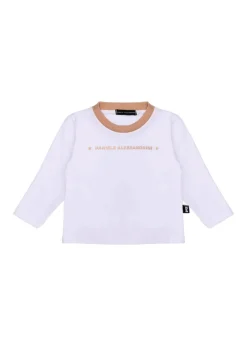 Daniele Alessandrini T-shirt Maniche Lunghe Bianca con Logo per Neonati