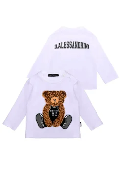 Daniele Alessandrini T-shirt Bianca con Stampa per Neonati