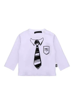 Daniele Alessandrini T-shirt Maniche Lunghe Bianca con Stampa per Neonati