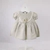 Deolinda Abito Beige con Ricami e Fiore per Neonate