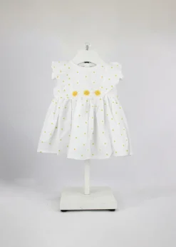 Deolinda Abito Bianco con Margherite per Neonate