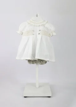 Deolinda Abito Bianco con Culotta per Neonate