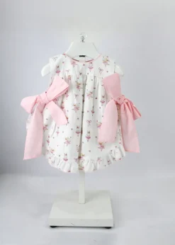 Deolinda Abito con Culotta Fantasia con Fiocchi Rosa per Neonate