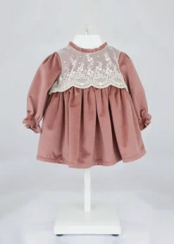 Deolinda Abito Rosa Antico con Culotte per Neonate