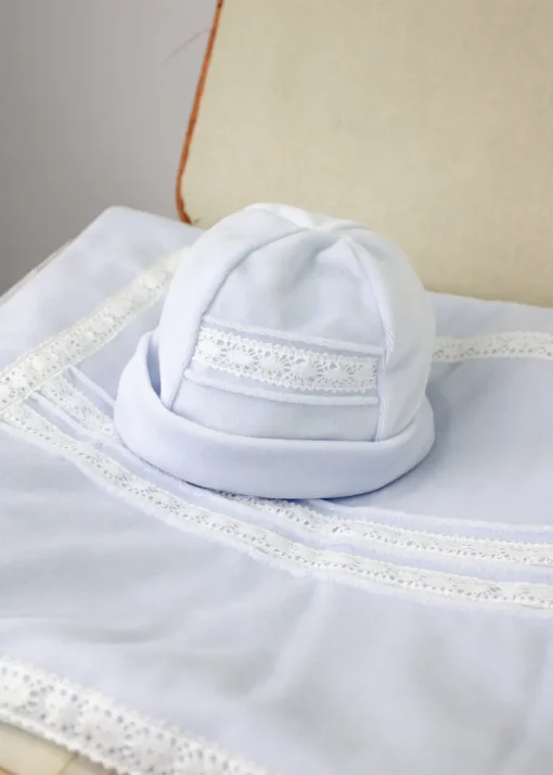 Deolinda Completo Celeste con Ricami per Neonate