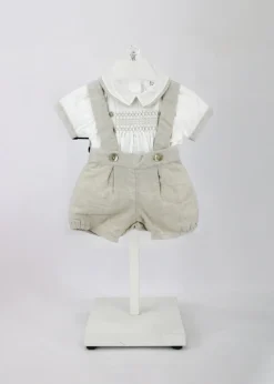 Deolinda Completo T-shirt con Salopette Panna/Beige per Neonati