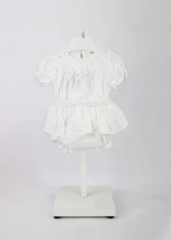 Deolinda Completo T-shirt con Culotta Bianca con Fiori per Neonate