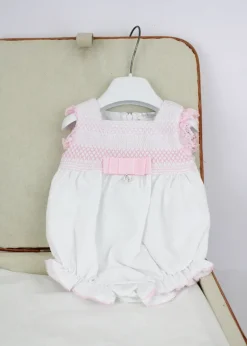 Deolinda Pagliaccetto Bianco/Rosa con Fiocco per Neonate