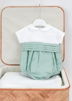 Deolinda Pagliaccetto Bianco/Verde Acqua per Neonati