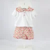 Deolinda T-shirt Bianca con Shorts Cherry per Neonate