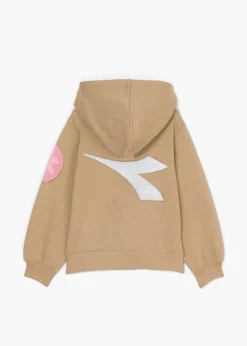Diadora Kids Felpa Beige con Stampa per Bambine