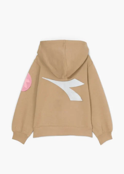 Diadora Kids Felpa Beige con Stampa per Bambine