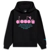 Diadora Kids Felpa con Cappuccio Nera per Bambine