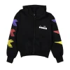 Diadora Kids Felpa Nera con Logo per Bambini