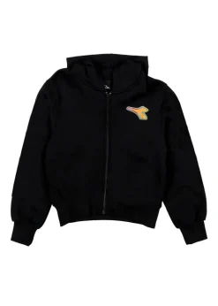 Diadora Kids Felpa Nera con Stampa Logo per Bambini