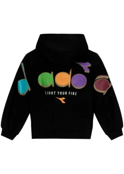 Diadora Kids Felpa Nera con Stampa Logo per Bambini
