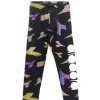 Diadora Kids Leggings Nero con Logo All-Over per Bambine