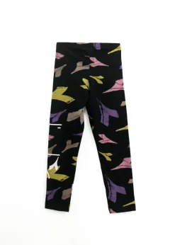 Diadora Kids Leggings Nero con Logo All-Over per Bambine