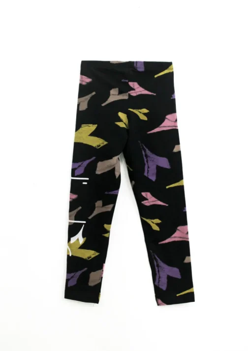 Diadora Kids Leggings Nero con Logo All-Over per Bambine